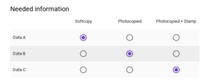 questionnaire checkbox