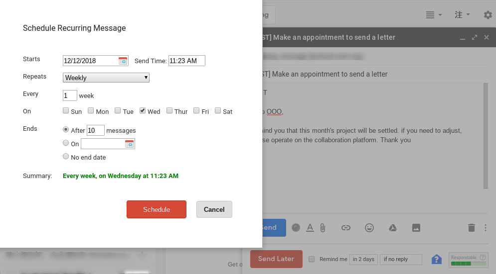 how to set email to send later live