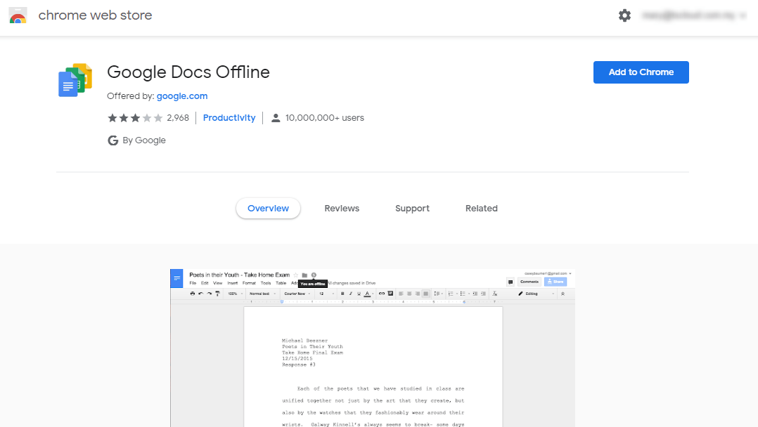 Add the Google Docs Offline