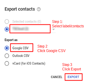 Export Google CSV