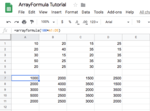 arrayformula times 100