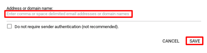 Save the address or domain name of the approved sender list.