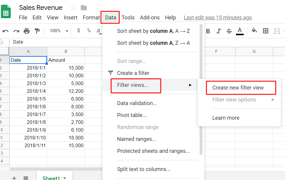 Create filter from data