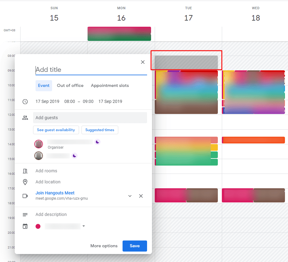 Working Hours of the other users shows in Calendar Grid.